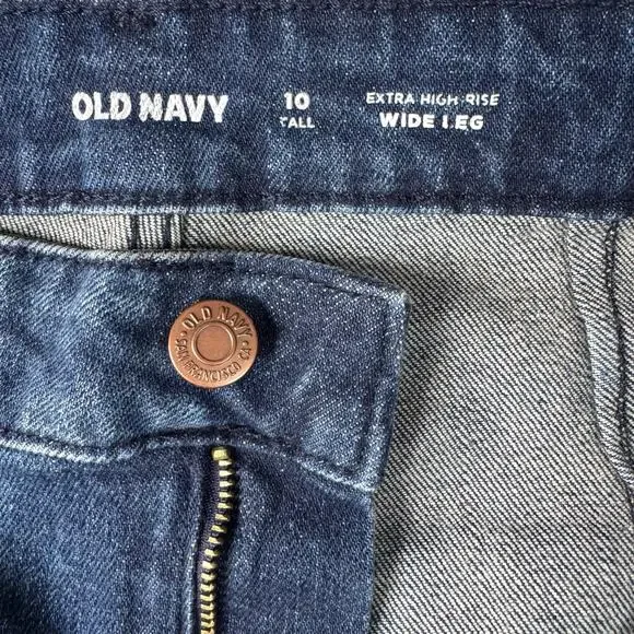 Old Navy Extra High-Waisted Trouser Wide-Leg Jeans Women's Dark Wash Denim - 10L - Picture 8 of 9